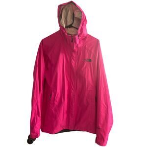 The North Face Hyvent 2.5L Rain Jacket Women's Large Hooded Full Zip Hot Pink